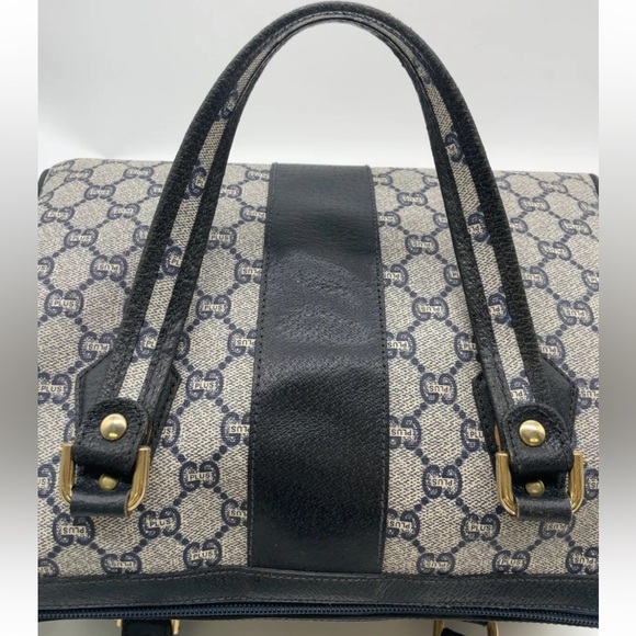 Authentic Gucci GG Plus PVC Navy Mini Boston Bag - Picture 9 of 17